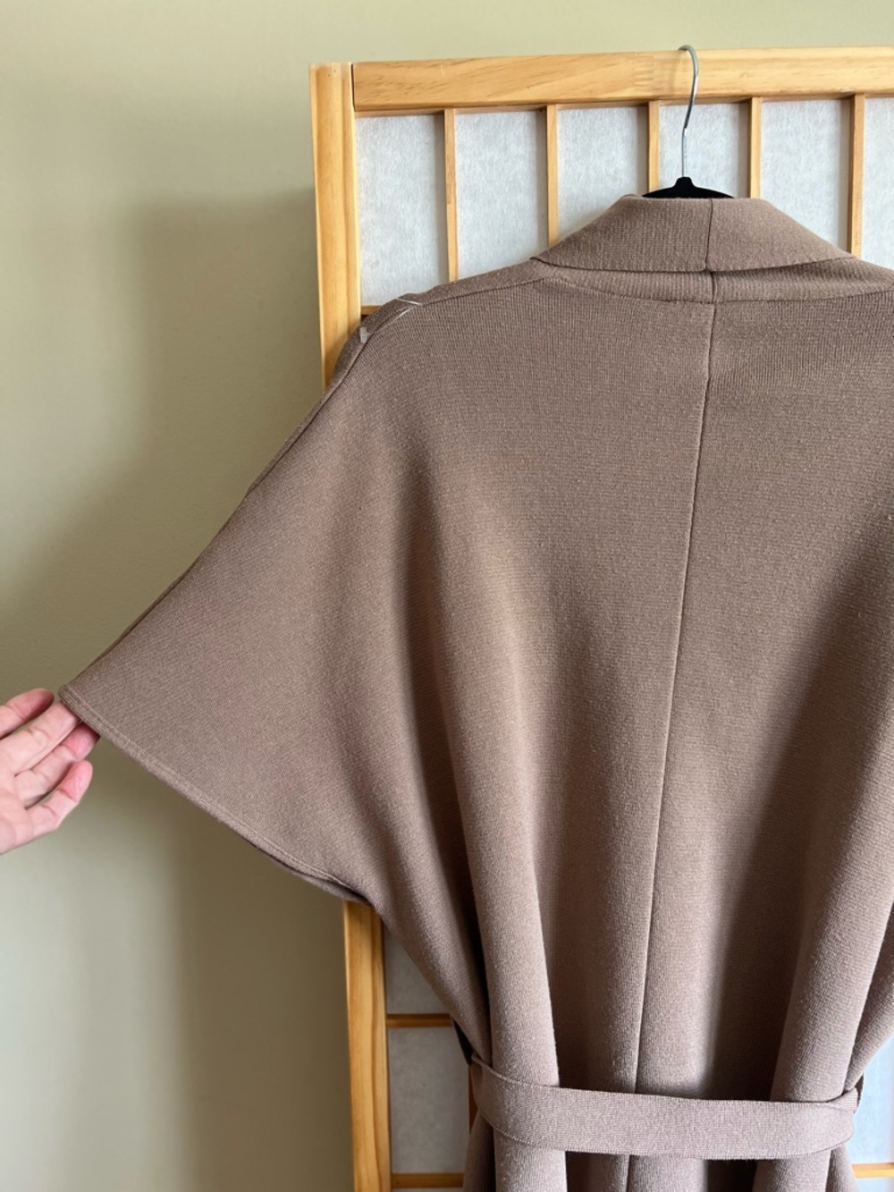 Zara Belted Knit Cardigan L Brown Taupe Minimalist Capsule Layering - Picture 5 of 11